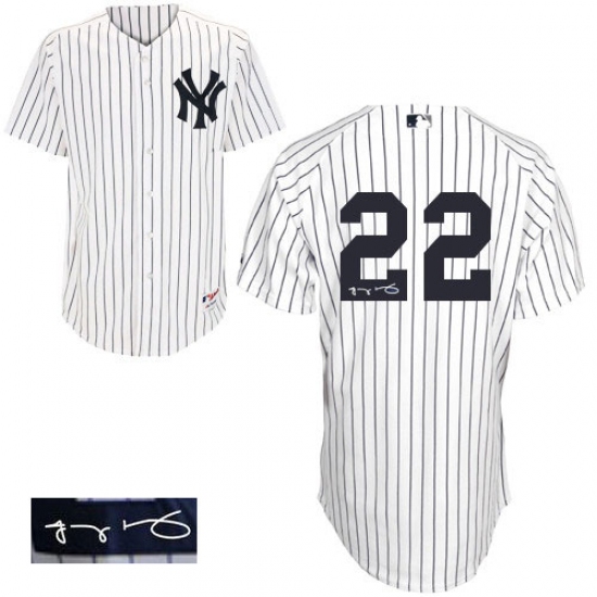 Men's Majestic New York Yankees 22 Jacoby Ellsbury Authentic White Home Autographed MLB Jersey