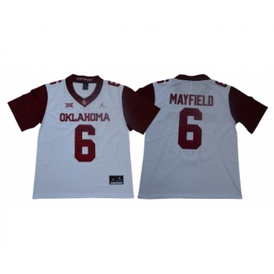 Oklahoma Sooners 6 Baker Mayfield White 47 Game Winning Streak College Football Jersey