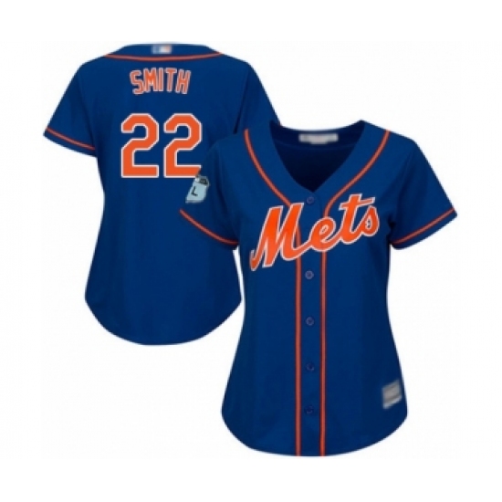 Women's New York Mets 22 Dominic Smith Authentic Royal Blue Alternate Home Cool Base Baseball Player Jersey