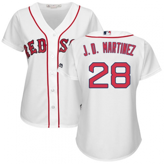Women's Majestic Boston Red Sox 28 J. D. Martinez Replica White Home MLB Jersey