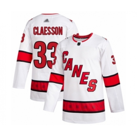 Youth Carolina Hurricanes 33 Fredrik Claesson Authentic White Away Hockey Jersey