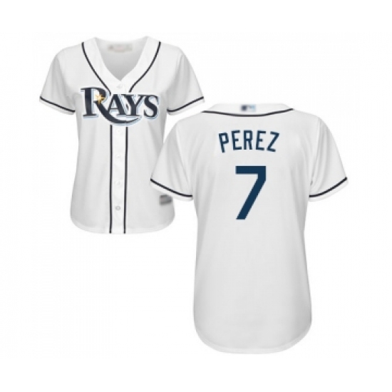 Women's Tampa Bay Rays 7 Michael Perez Replica White Home Cool Base Baseball Jersey