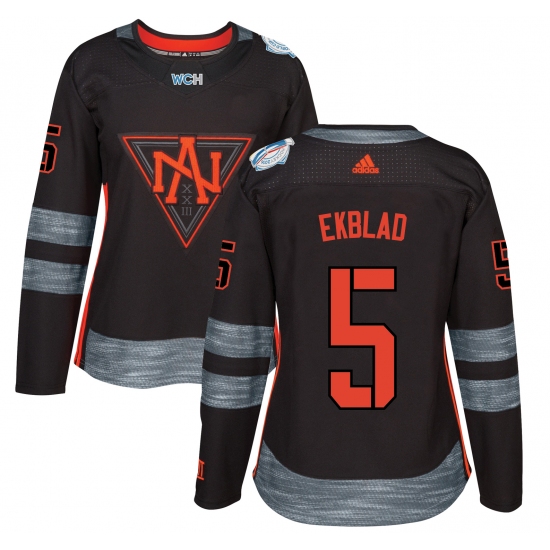 Women's Adidas Team North America 5 Aaron Ekblad Authentic Black Away 2016 World Cup of Hockey Jersey