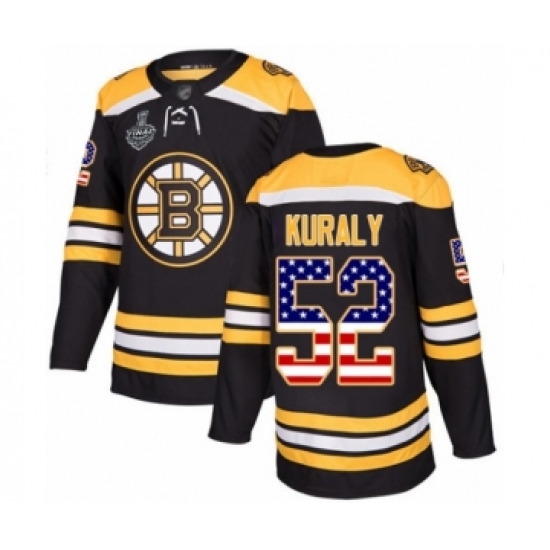 Men's Boston Bruins 52 Sean Kuraly Authentic Black USA Flag Fashion 2019 Stanley Cup Final Bound Hockey Jersey