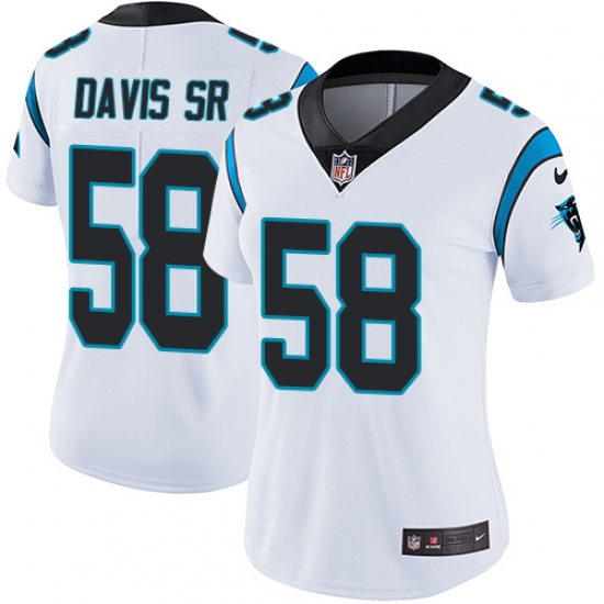 Women's Nike Carolina Panthers 58 Thomas Davis White Vapor Untouchable Limited Player NFL Jersey