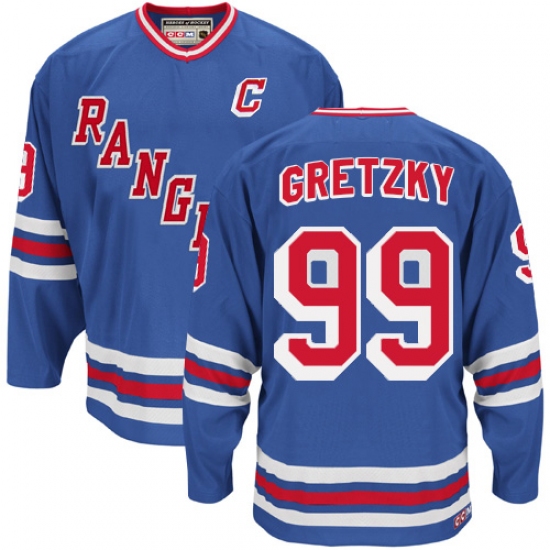 Men's CCM New York Rangers 99 Wayne Gretzky Authentic Royal Blue Heroes of Hockey Alumni Throwback NHL Jersey