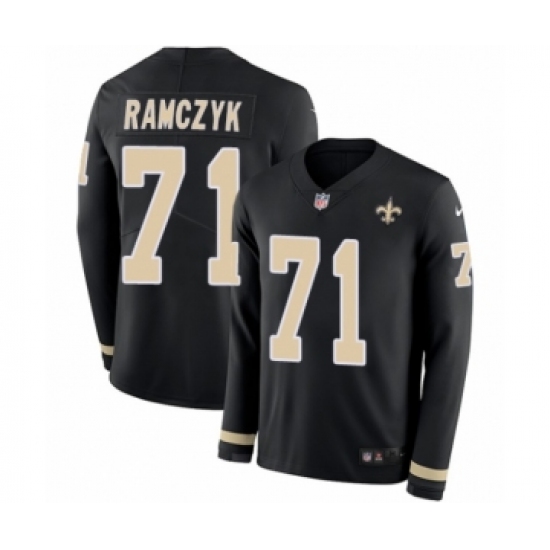 Men's Nike New Orleans Saints 71 Ryan Ramczyk Limited Black Therma Long Sleeve NFL Jersey