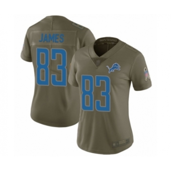 Women's Detroit Lions 83 Jesse James Limited Olive 2017 Salute to Service Football Jersey