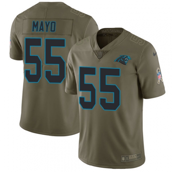 Youth Nike Carolina Panthers 55 David Mayo Limited Olive 2017 Salute to Service NFL Jersey