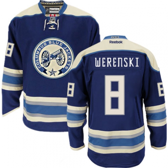 Women's Reebok Columbus Blue Jackets 8 Zach Werenski Authentic Navy Blue Third NHL Jersey