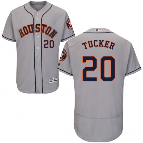 Men's Majestic Houston Astros 20 Preston Tucker Grey Road Flex Base Authentic Collection MLB Jersey