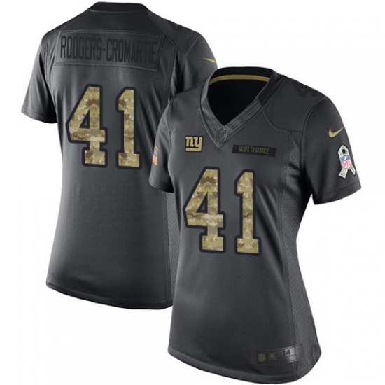 Women's Nike New York Giants 41 Dominique Rodgers-Cromartie Limited Black 2016 Salute to Service NFL Jersey