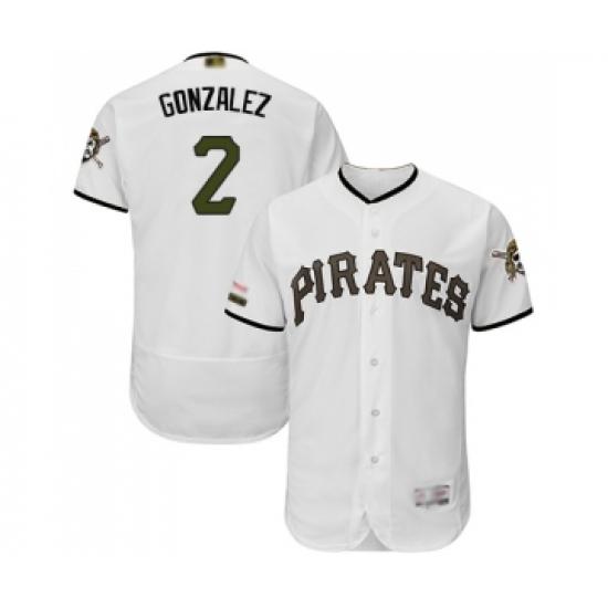 Men's Pittsburgh Pirates 2 Erik Gonzalez White Alternate Authentic Collection Flex Base Baseball Jersey