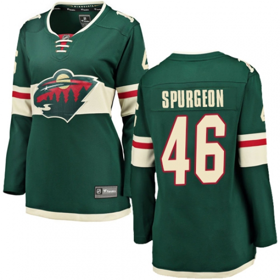 Women's Minnesota Wild 46 Jared Spurgeon Authentic Green Home Fanatics Branded Breakaway NHL Jersey