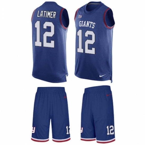 Men's Nike New York Giants 12 Cody Latimer Limited Royal Blue Tank Top Suit NFL Jersey