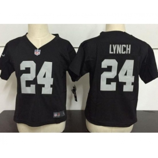 Toddler Oakland Raiders 24 Marshawn Lynch Black Team Color Stitched NFL Nike Game Jersey