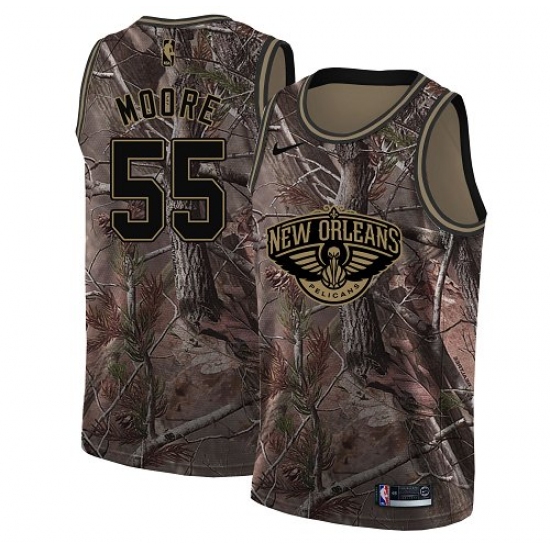 Women's Nike New Orleans Pelicans 55 E'Twaun Moore Swingman Camo Realtree Collection NBA Jersey