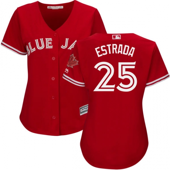 Women's Majestic Toronto Blue Jays 25 Marco Estrada Authentic Scarlet Alternate MLB Jersey