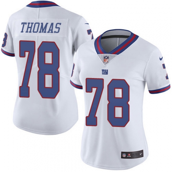 Women's New York Giants 78 Andrew Thomas White Stitched NFL Limited Rush Jersey