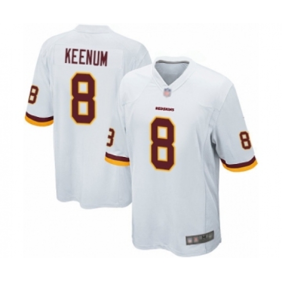 Men's Washington Redskins 8 Case Keenum Game White Football Jersey