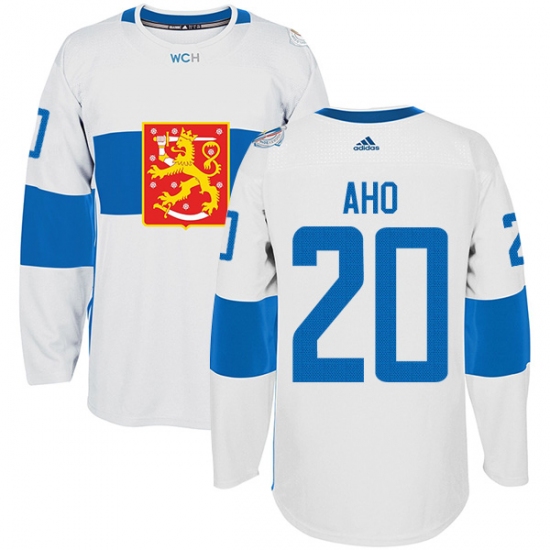 Men's Adidas Team Finland 20 Sebastian Aho Premier White Home 2016 World Cup of Hockey Jersey