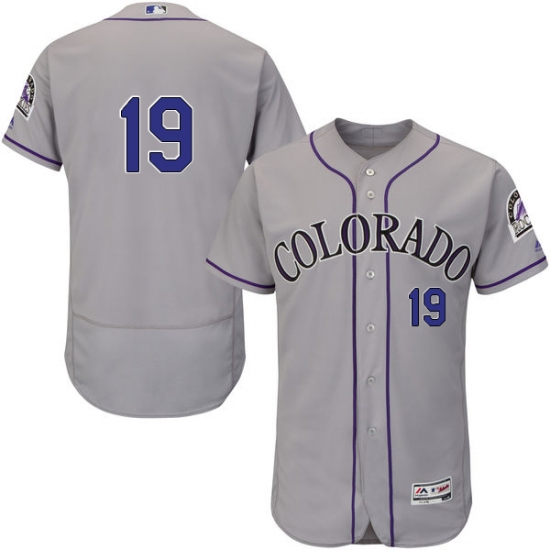 Men's Majestic Colorado Rockies 19 Charlie Blackmon Grey Road Flex Base Authentic Collection MLB Jersey