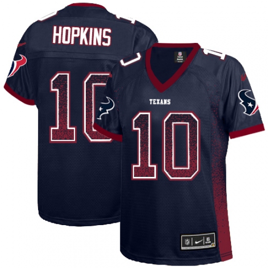 Women's Nike Houston Texans 10 DeAndre Hopkins Elite Navy Blue Drift Fashion NFL Jersey