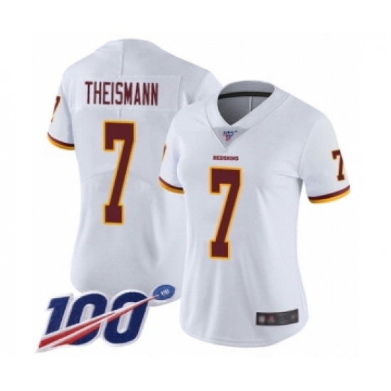 Women's Washington Redskins 7 Joe Theismann White Vapor Untouchable Limited Player 100th Season Football Jersey