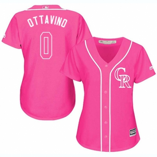 Women's Majestic Colorado Rockies 0 Adam Ottavino Authentic Pink Fashion Cool Base MLB Jersey