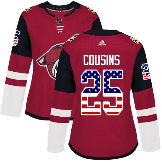 Women's Adidas Arizona Coyotes 25 Nick Cousins Authentic Red USA Flag Fashion NHL Jersey