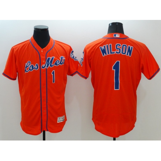 Men's New York Mets 1 Amed Rosario Orange Royal Alternate Stitched Baseball Jersey