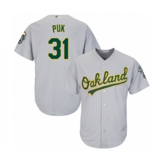 Youth Oakland Athletics 31 A.J. Puk Authentic Grey Road Cool Base Baseball Player Jersey