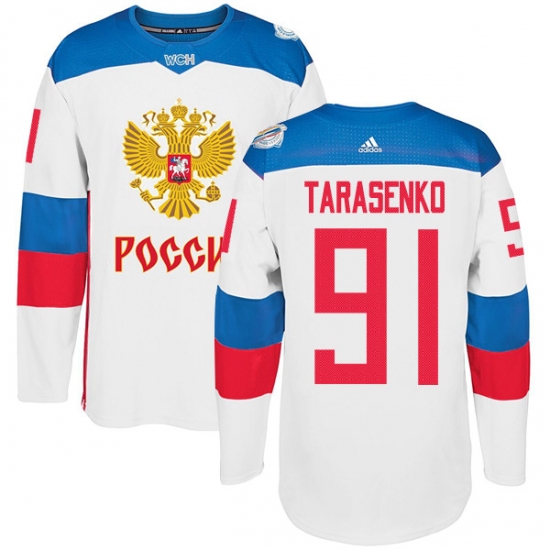 Men's Adidas Team Russia 91 Vladimir Tarasenko Authentic White Home 2016 World Cup of Hockey Jersey