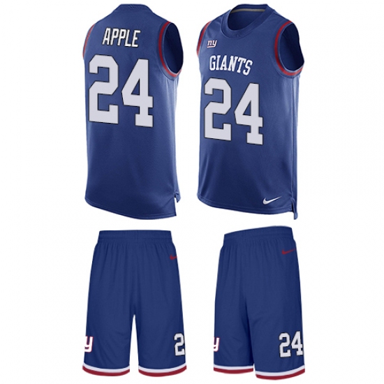 Men's Nike New York Giants 24 Eli Apple Limited Royal Blue Tank Top Suit NFL Jersey