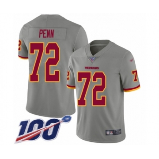 Youth Washington Redskins 72 Donald Penn Limited Gray Inverted Legend 100th Season Football Jersey