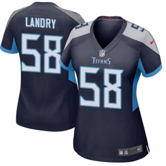 Women's Nike Tennessee Titans 58 Harold Landry Game Navy Blue Team Color NFL Jersey