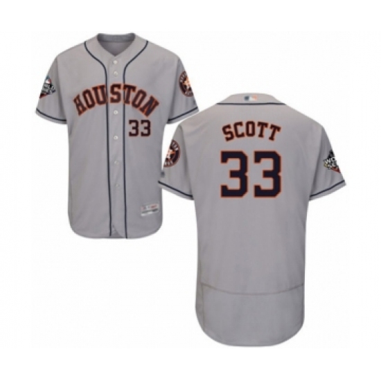 Men's Houston Astros 33 Mike Scott Grey Road Flex Base Authentic Collection 2019 World Series Bound Baseball Jersey