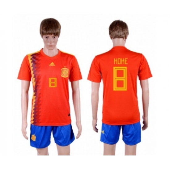 Spain 8 Koke Home Soccer Country Jersey