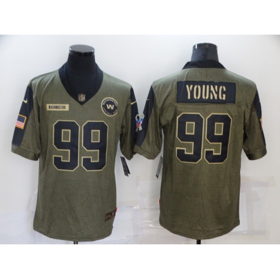 Men's Washington Redskins 99 Chase Young Nike Olive 2021 Salute To Service Limited Player Jersey