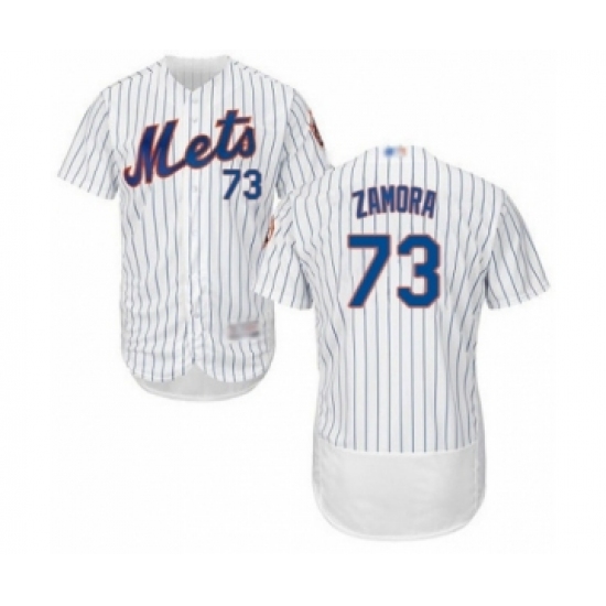 Men's New York Mets 73 Daniel Zamora White Home Flex Base Authentic Collection Baseball Player Jersey