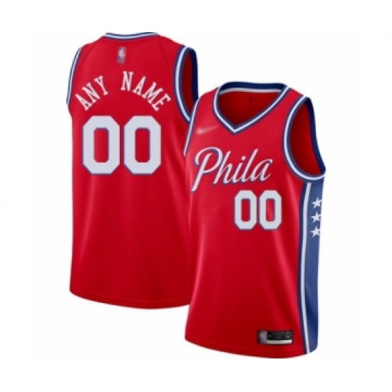 Men's Philadelphia 76ers Customized Authentic Red Finished Basketball Jersey - Statement Edition