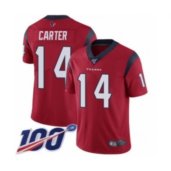 Youth Houston Texans 14 DeAndre Carter Red Alternate Vapor Untouchable Limited Player 100th Season Football Jersey