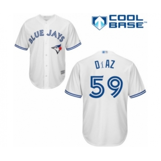 Youth Toronto Blue Jays 59 Yennsy Diaz Authentic White Home Baseball Player Jersey