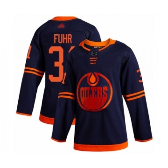 Youth Edmonton Oilers 31 Grant Fuhr Authentic Navy Blue Alternate Hockey Jersey