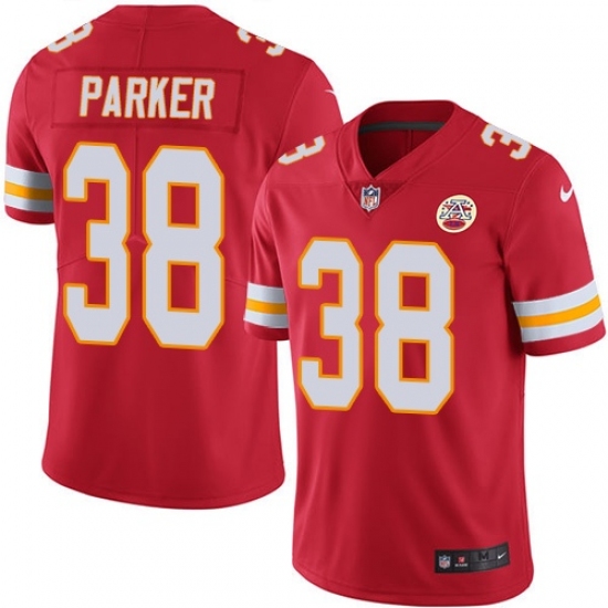 Youth Nike Kansas City Chiefs 38 Ron Parker Red Team Color Vapor Untouchable Limited Player NFL Jersey
