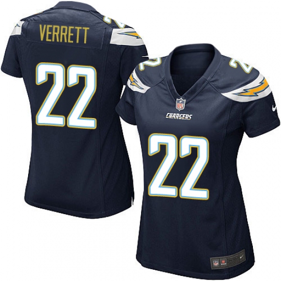 Women's Nike Los Angeles Chargers 22 Jason Verrett Game Navy Blue Team Color NFL Jersey