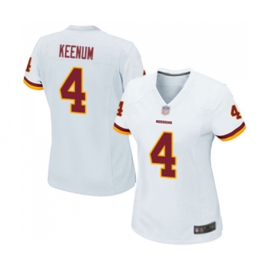 Women's Washington Redskins 4 Case Keenum Game White Football Jerseys