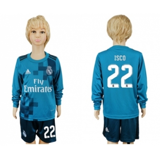 Real Madrid 22 Isco Sec Away Long Sleeves Kid Soccer Club Jersey