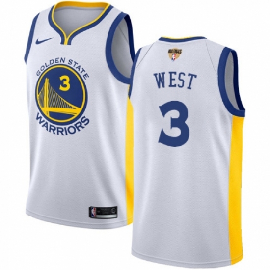 Women's Nike Golden State Warriors 3 David West Swingman White Home 2018 NBA Finals Bound NBA Jersey - Association Edition