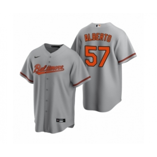 Women's Baltimore Orioles 57 Hanser Alberto Nike Gray Replica Road Jersey